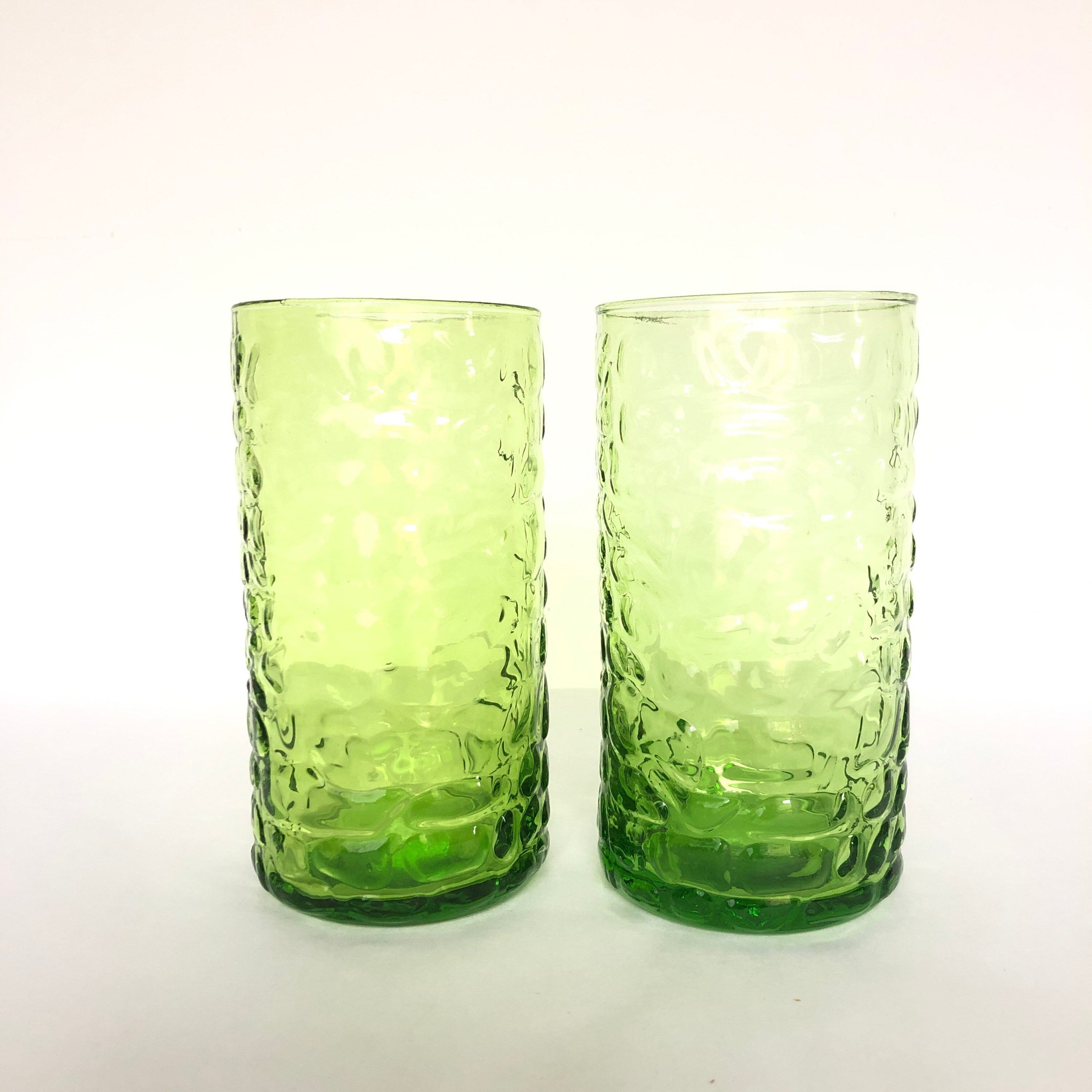 2 Vintage Green Glass Oz Highball Cocktail Glasses Vintage Etsy UK