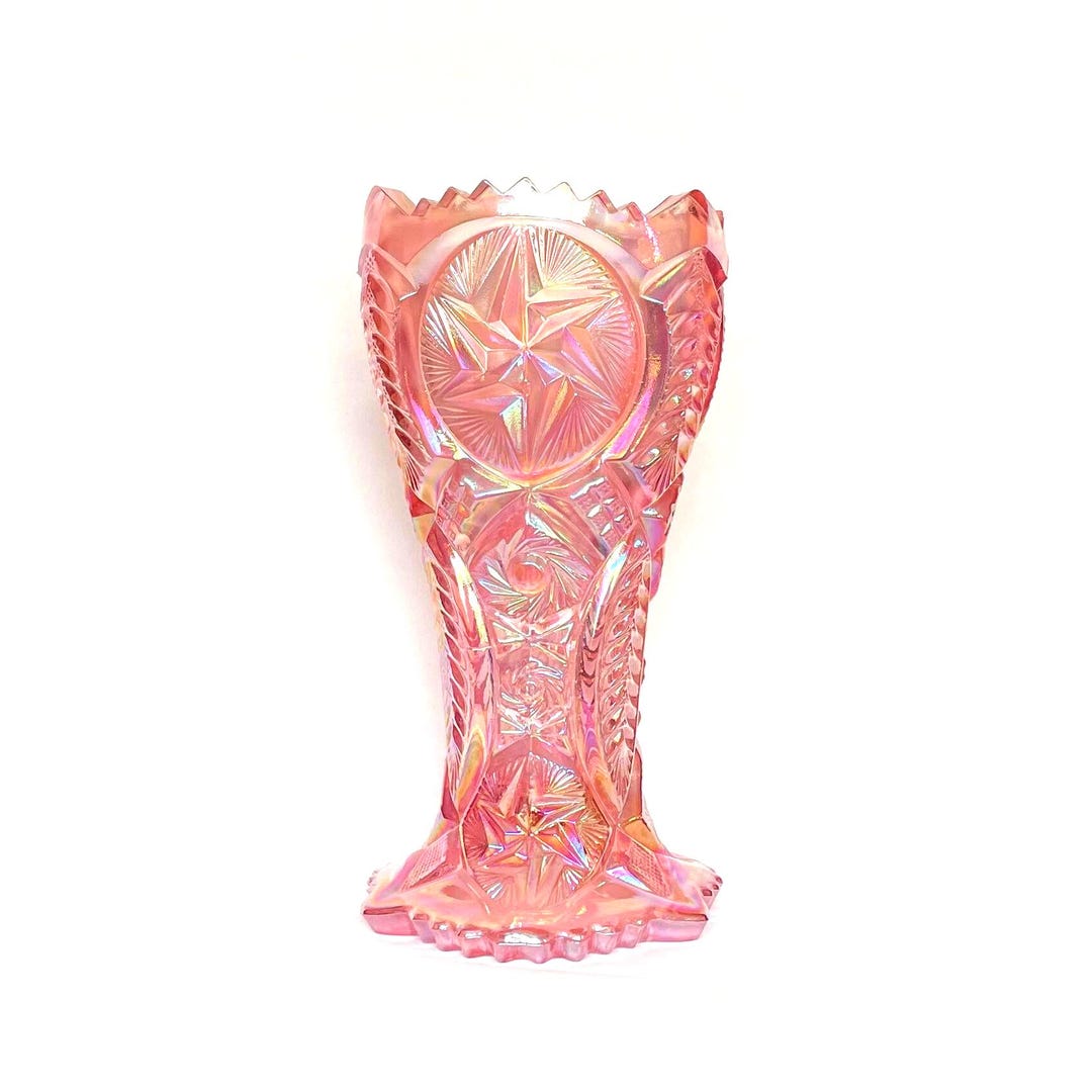 Antique Mckee Pink Carnival Glass Vase – Nortec/centipede Pattern