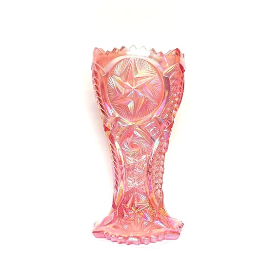 Antique Mckee Pink Carnival Glass Vase – Nortec/centipede Pattern