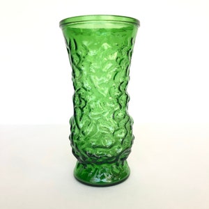 Bubbly Emerald Green Hoosier Vintage Glass Bouquet Vase