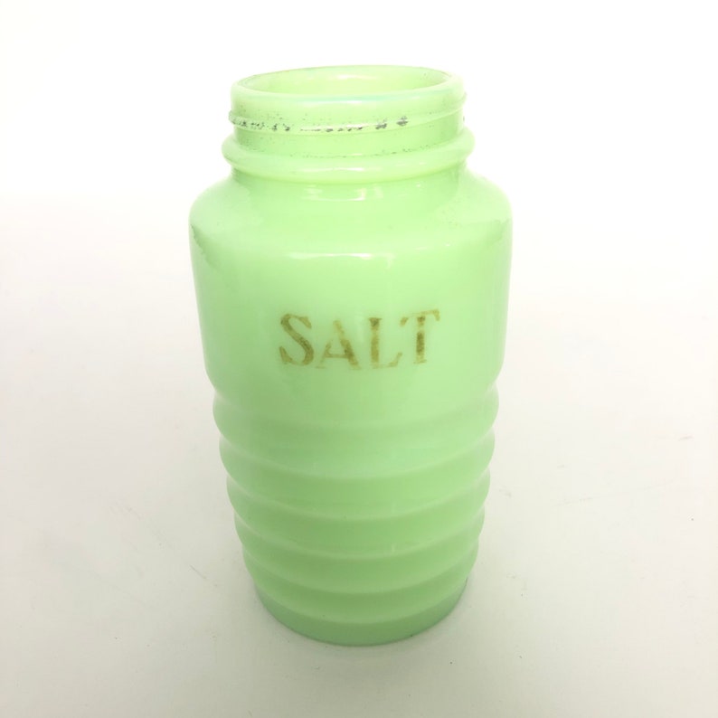 Vintage Jadeite Uranium Glass Salt Shaker Without Lid Etsy
