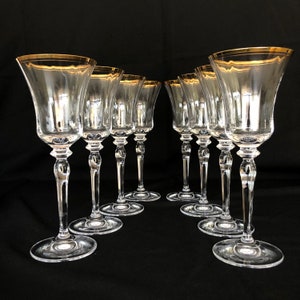 8 spettacolari calici da vino vintage in cristallo "Jamestown Gold" da 8 once di Mikasa (T2703) realizzati in Austria