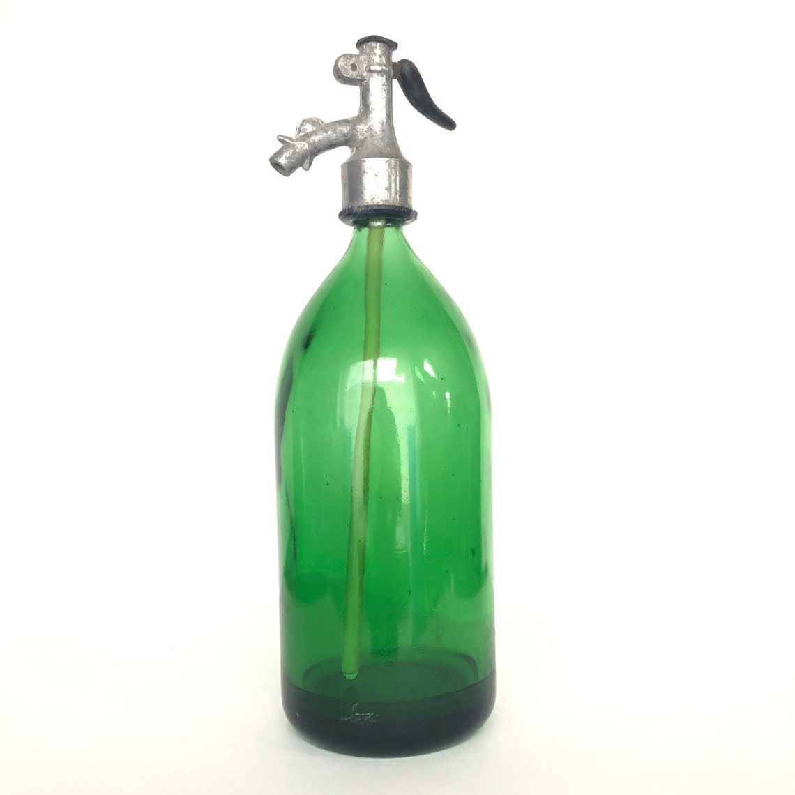 Vintage Emerald Green Glass Seltzer Bottle Retro Bar Decor Etsy