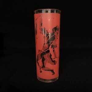 Vintage Pink Silhouette Dancers 12oz Tom Collins Cocktail Glass - Vintage Barware - Retro Barware