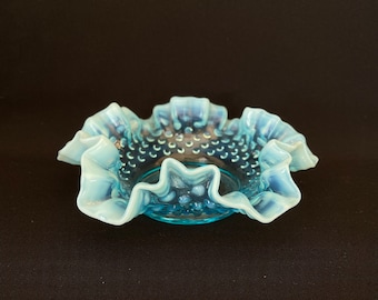 Fenton Art Glass HOBNAIL No.389/3926 Blue Opalescent Round Double