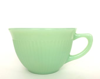 Vintage Jane Ray Jadeite Glass Tea Cup Fire King by Anchor Hocking Glass