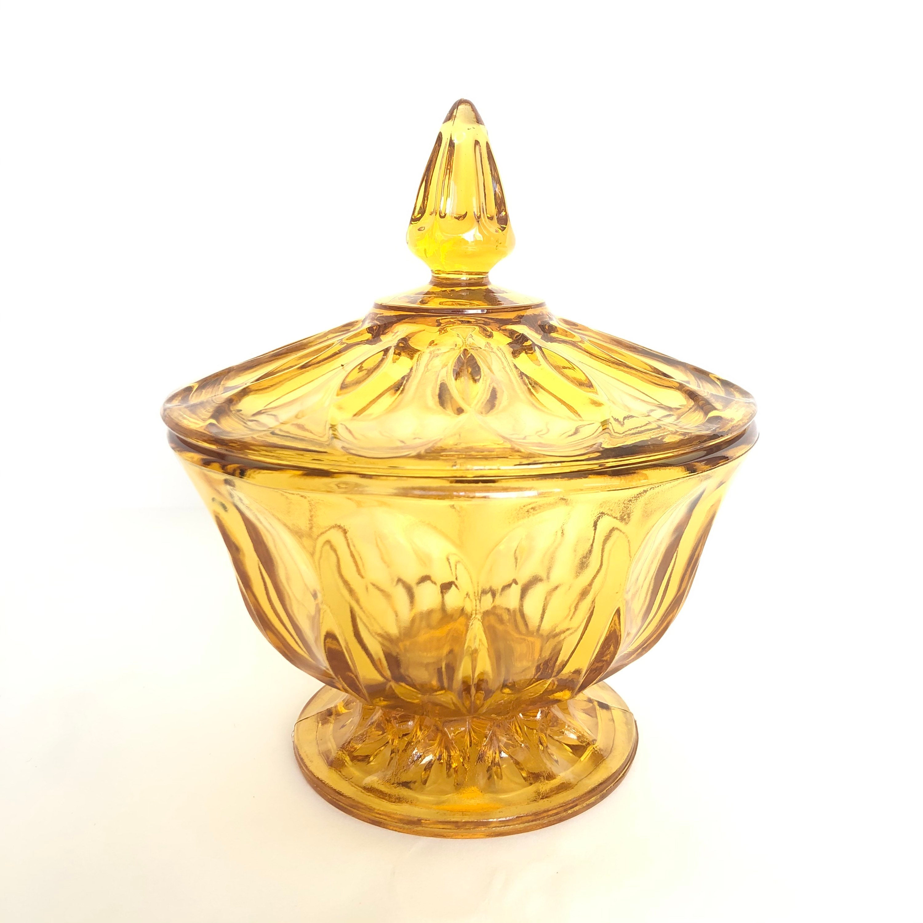 Vintage Anchor Hocking Golden Amber Glass Lidded Fairfield - Etsy