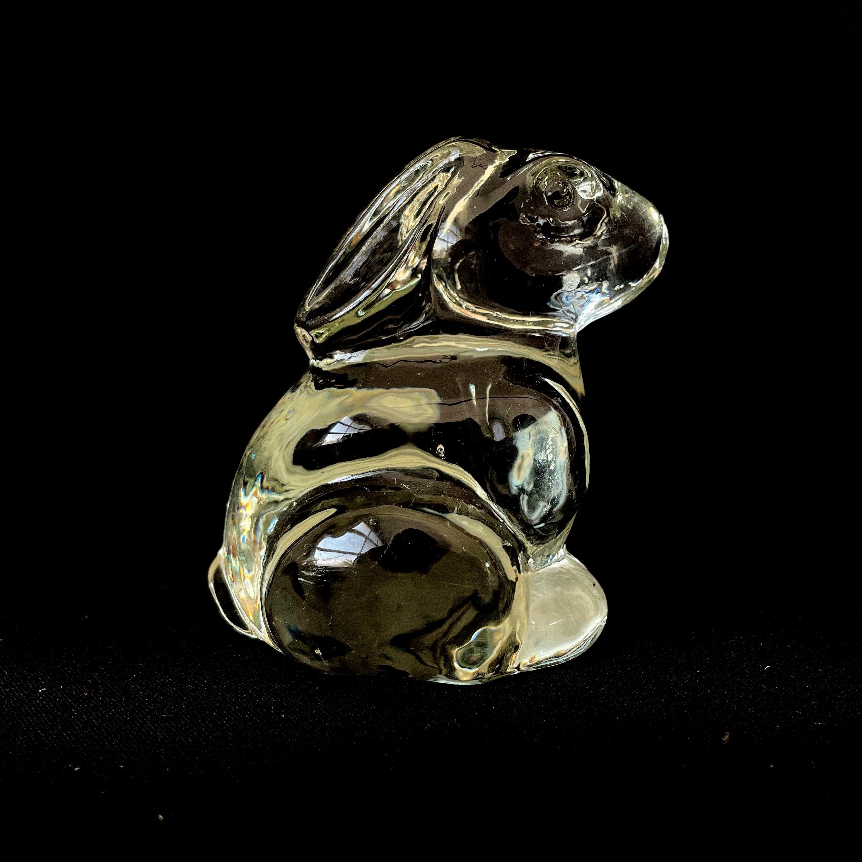 Vintage Clear Glass Bunny Rabbit Paperweight Figurine - Etsy