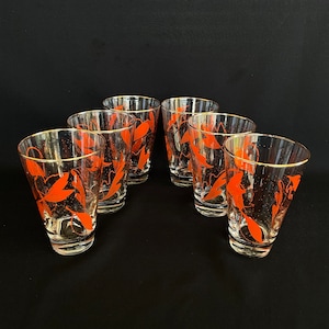 Set mit 6 spektakulären Vintage 14 Unzen Highball Goldrand Cocktailgläsern mit Goldrand - Retro Barware - Vintage Barware