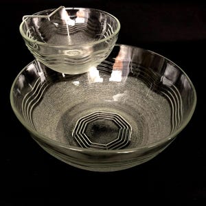 透明＆質感のあるヴィンテージ風ガラス製チップス＆ディップボウルセット