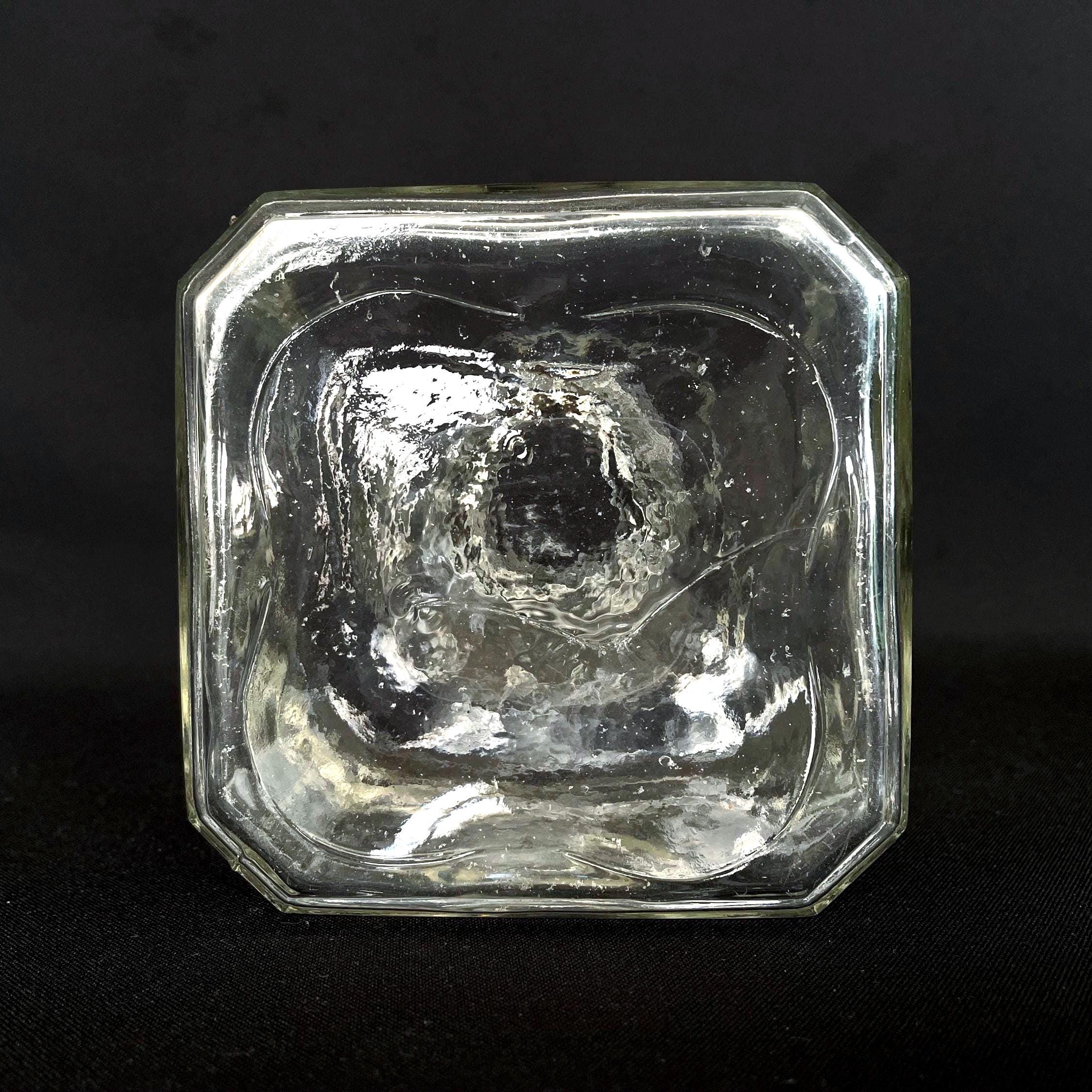 Antique Square Clear Glass Eight Point Star Embossed Decanter
