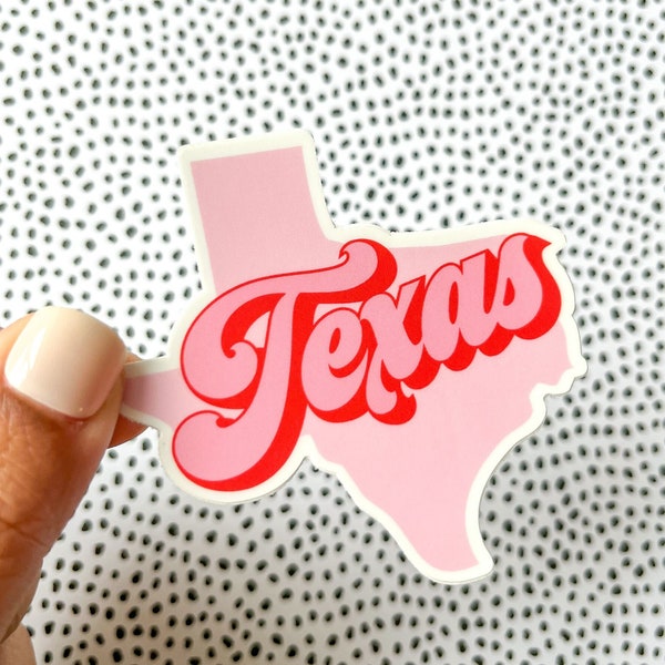Retro Texas Sticker | Texan Gift | Waterproof Sticker | Laptop Sticker | Water Bottle Sticker | Pink Sticker   | Stocking Stuffer