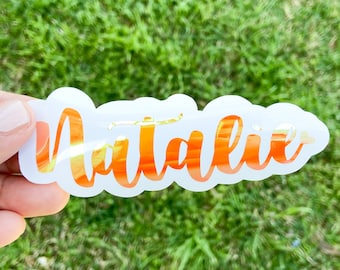 NATALIE Font | Custom Vinyl Name Decal |Vinyl Sticker | Holographic Name Decal | Name Decal | Custom Decal | Water Bottle Name Sticker