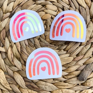 Boho Rainbow Holographic Decal | Heart Rainbow Decal | Positive Decal | Water Bottle Decal | Laptop Decal | FREE SHIPPING!