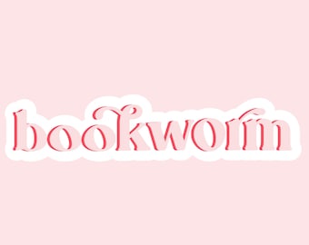 Bookworm Vinyl Sticker: Waterproof Laptop, Water Bottle Decal (3.5 in x 1 in)