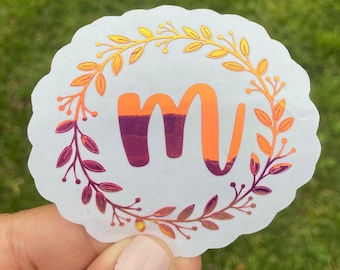 Initial Monogram Floral Wreath Vinyl Decal | Holographic Decal | Decal Sticker | Tumbler Decal | Yeti Decal | Laptop Decal | FREE SHIPPING!!