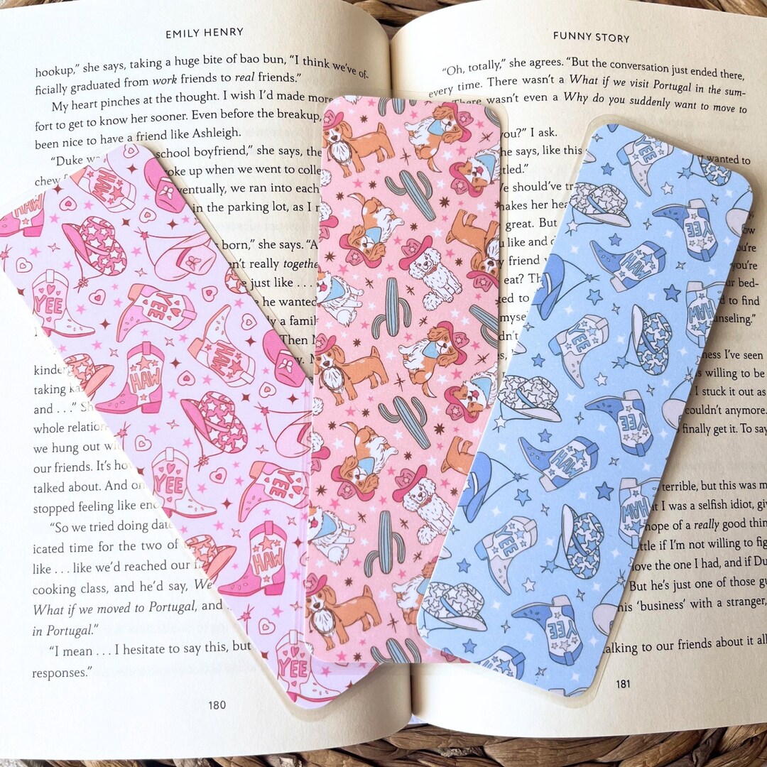 Cowgirl Dogs Bookmark: Western Pink Cowboy Boots, Gift for Book Lover ...