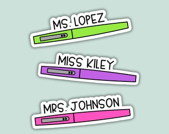 Personalized Flair Pen Sticker | Custom Teacher Name Sticker | Teacher Gift | FREE SHIPPING!
