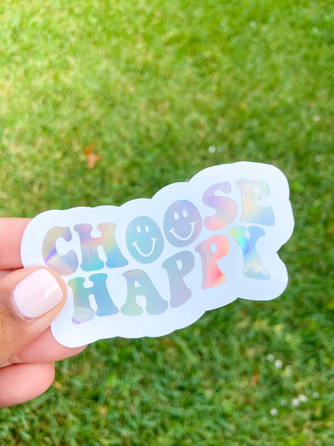 Choose Happy Holographic Decal: Positive Quote, Laptop/water Bottle ...
