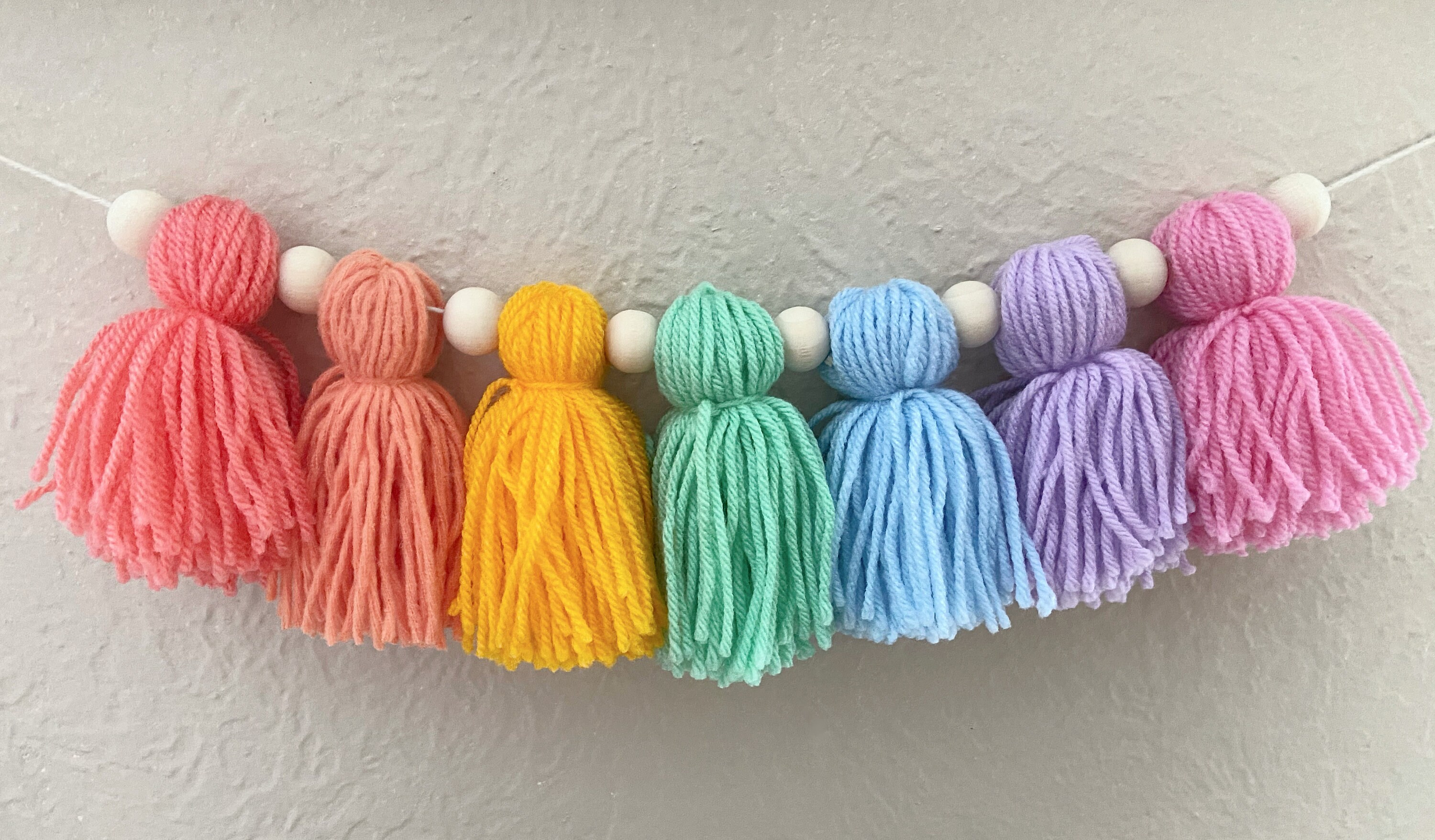 Bright Rainbow Yarn Tassel Garland Boho High Chair Birthday Etsy