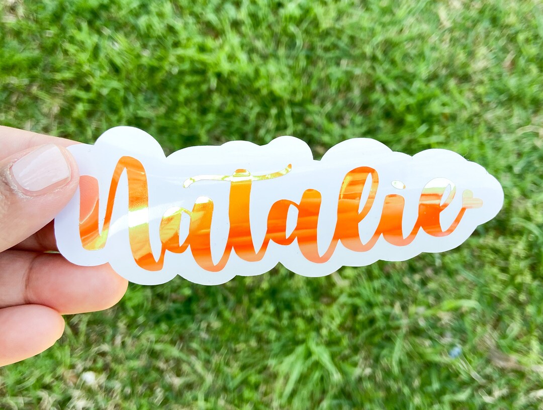 Natalie Vinyl Name With Heart Decal | Holographic Decal | Name Decal ...