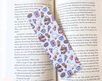 Cottagecore Spring Picnic Goose Bookmark | Romance Bookmark | Gift for Book Lover | Laminated Bookmark | Tassel Bookmark | Bookish Gift |