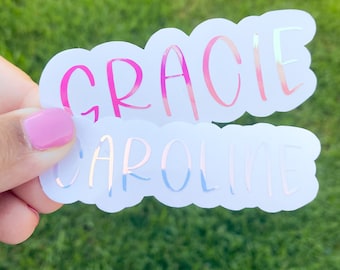 CAROLINE Font | Custom Vinyl Name Decal |Vinyl Sticker | Holographic Name Decal | Name Decal | Custom Decal | Water Bottle Name Sticker