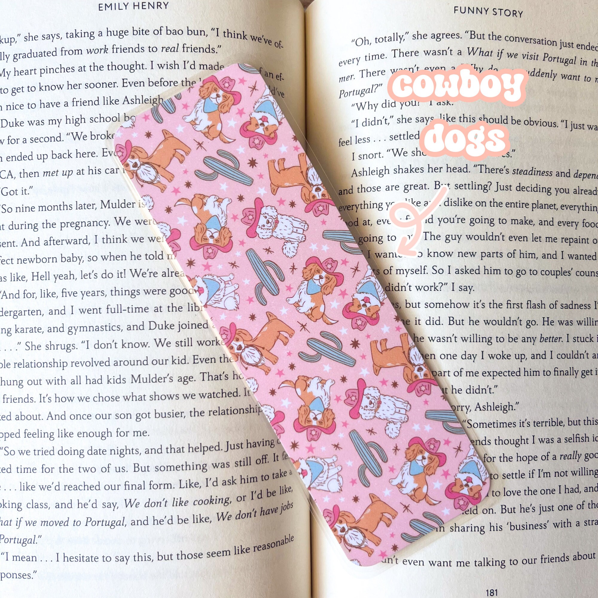 Cowgirl Dogs Bookmark: Western Pink Cowboy Boots, Gift for Book Lover ...