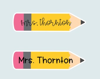 Personalized School Pencil Sticker | Custom Teacher Name Sticker | Teacher Gift | FREE SHIPPING!