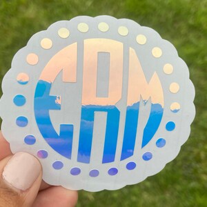 Circle Dot Monogram Decal |Monogram Name Decal | Holographic Decal | Decal Sticker | Yeti Decal | Laptop Decal | FREE SHIPPING!!