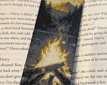 Forest Campfire Bookmark – Raised Textured 3D Printed Wilderness Nature Art Gift for Readers