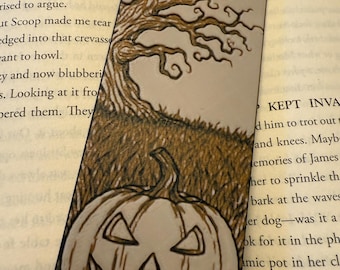 Halloween Bookmark - 3D Printed Raised Textured Jack-o-lantern, Autumn Reader Gift