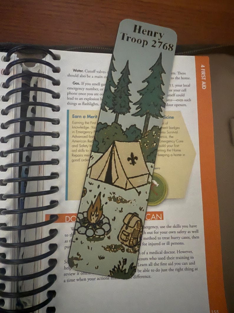 Personalized Boy Scout Bookmark, Scouting Nature Bookmark, Scouting ...