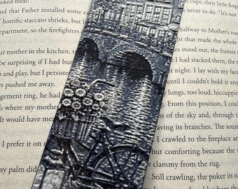 Amsterdam Netherlands Bookmark – Raised Textured 3D Printed Canal Café, Cozy Destinations Book Lover Gift