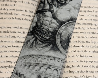 Roman Gladiator Bookmark – Pencil Style Historical Art, Raised Textured 3D Design