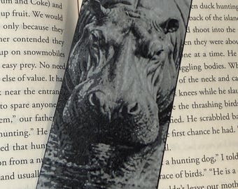 Hippo Bookmark – Raised Textured 3D Printed African Wildlife Nature Art Gift for Readers