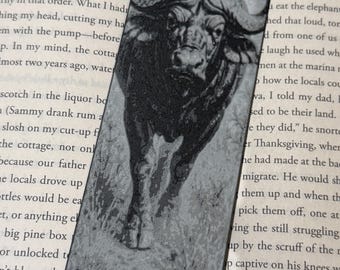 Cape Buffalo Bookmark – Raised Textured 3D Printed African Wildlife Nature Art Gift for Readers