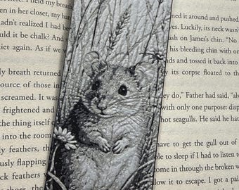 Meadow Mouse Bookmark – Raised Textured 3D Printed Wildlife Nature Art, Book Lover Gift
