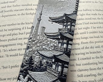 Kyoto Japan Bookmark – Raised Textured 3D Printed Cherry Blossom Garden, Cozy Destinations Book Lover Gift