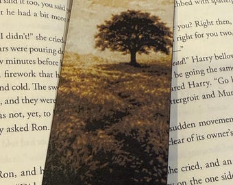 Golden Field Tree Bookmark – Raised Textured 3D Printed Serene Nature Landscape Art Gift for Readers