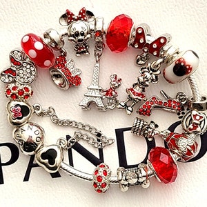 PANDORA MINNIE MOUSE Charm Bracelet  .925 Sterling Silver Just Minnie + Box