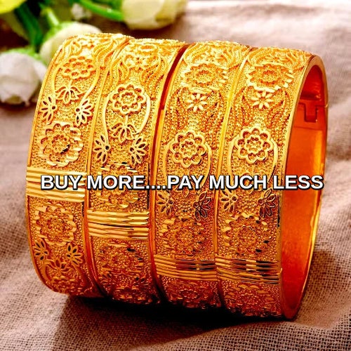 DUBAI GOLD BANGLE Bracelet 24K Gold Plated Wedding Bridal - Etsy
