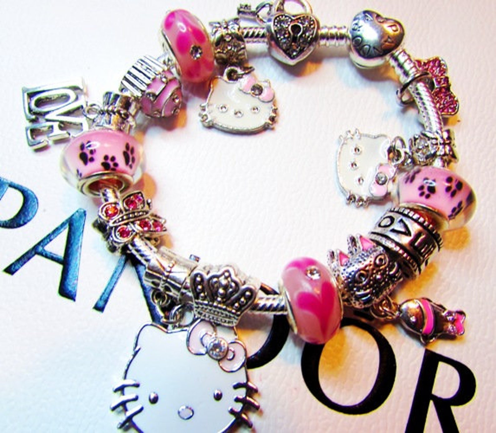 Pandora HELLO KITTY CAT Charm Bracelet .925 Sterling Silver Etsy
