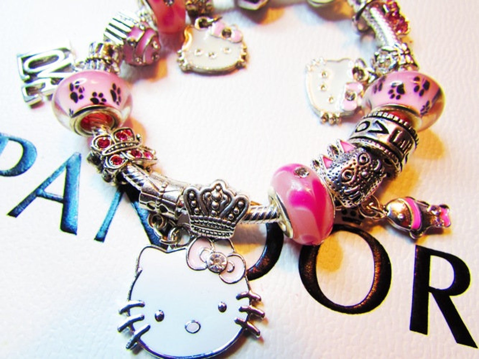 Pandora HELLO KITTY CAT Charm Bracelet .925 Sterling Silver Etsy