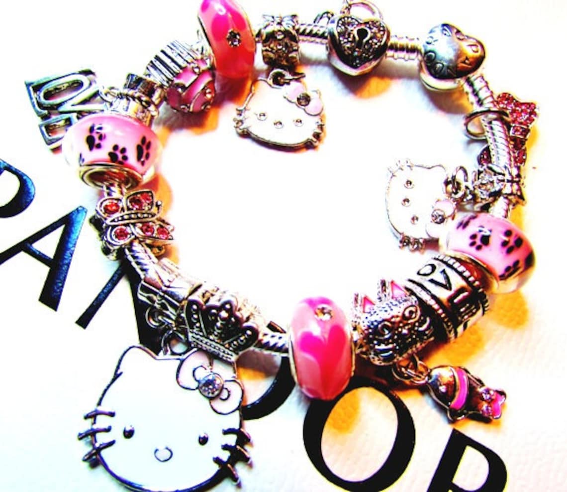 PANDORA HELLO KITTY Charm Bracelet 925 Sterling Silver Love Etsy