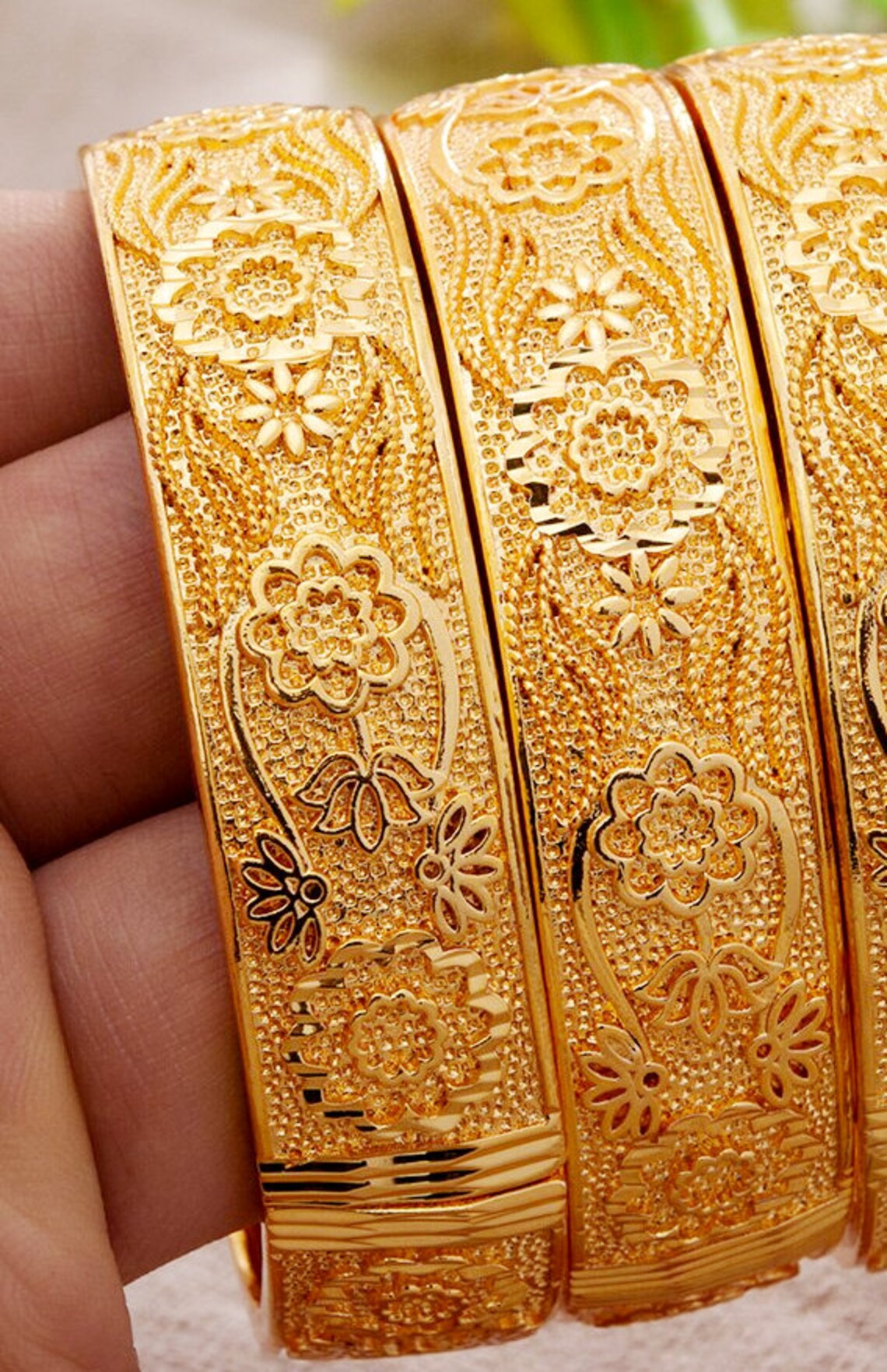 DUBAI GOLD BANGLE Bracelet 24K Gold Plated Wedding Bridal Etsy