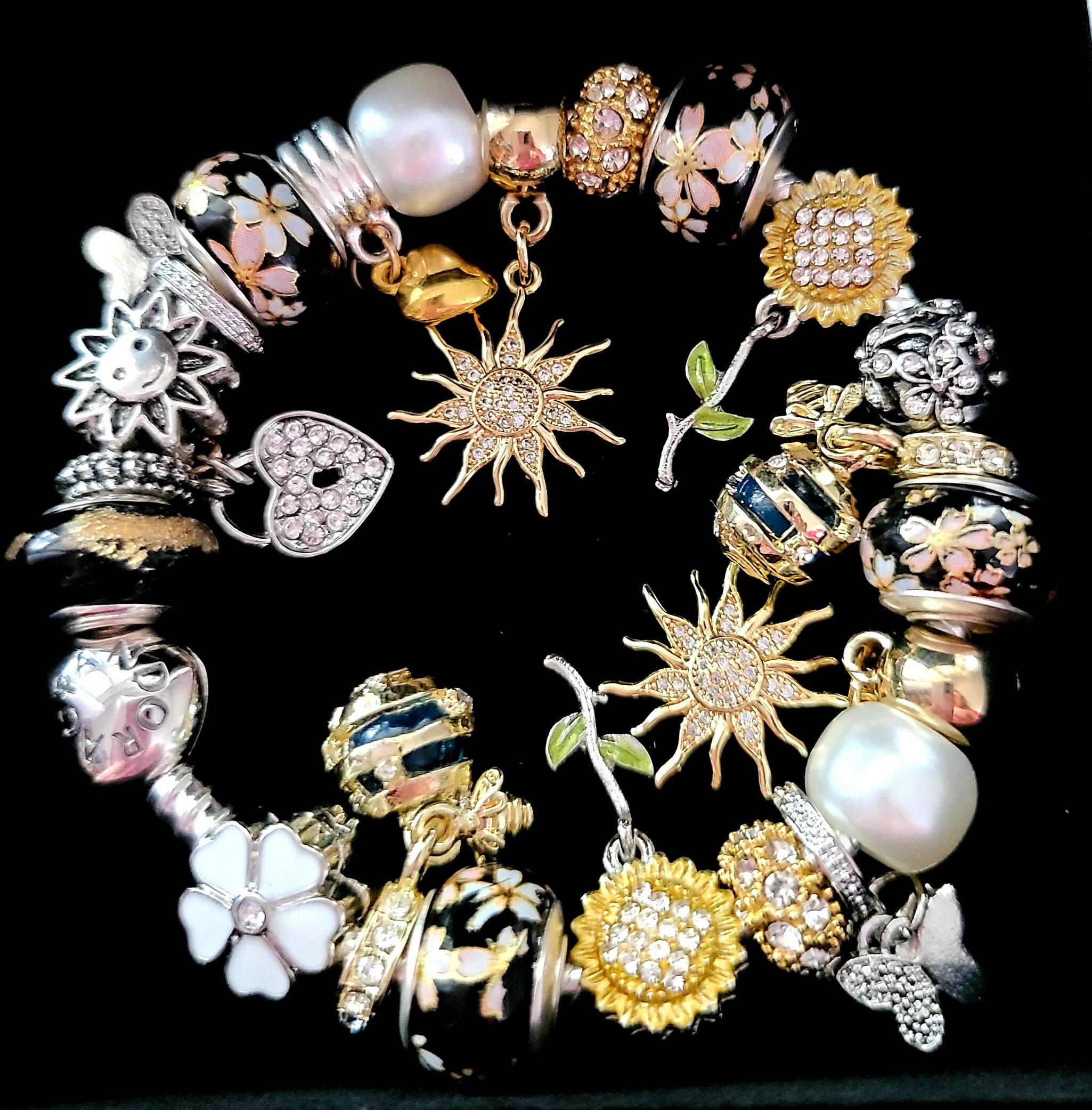 PANDORA SUNSHINE SUNFLOWER Charm Bracelet .925 Sterling Silver Etsy