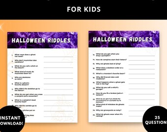 Acertijos de Halloween: Trivial imprimible y divertido para niños (PDF) - Descarga instantánea