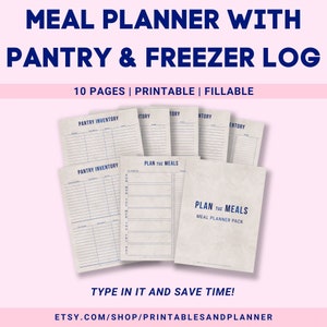 Weekly Meal Planner Kit with Editable PDF Fields so You Can Either Type Your Grocery List and Menu or Download and Print It.