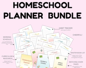 Homeschool Planner Printable Bundle, Secular Homeschool Planner, Homeschool Daily Schedule, Homeschool Organizer for Kids, Student Planner